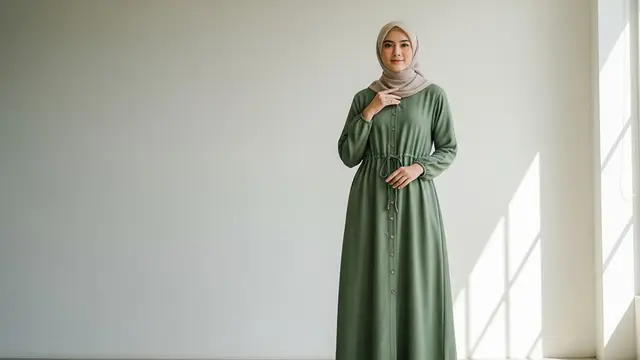 Model Gamis Bahan Crinkle Lembut