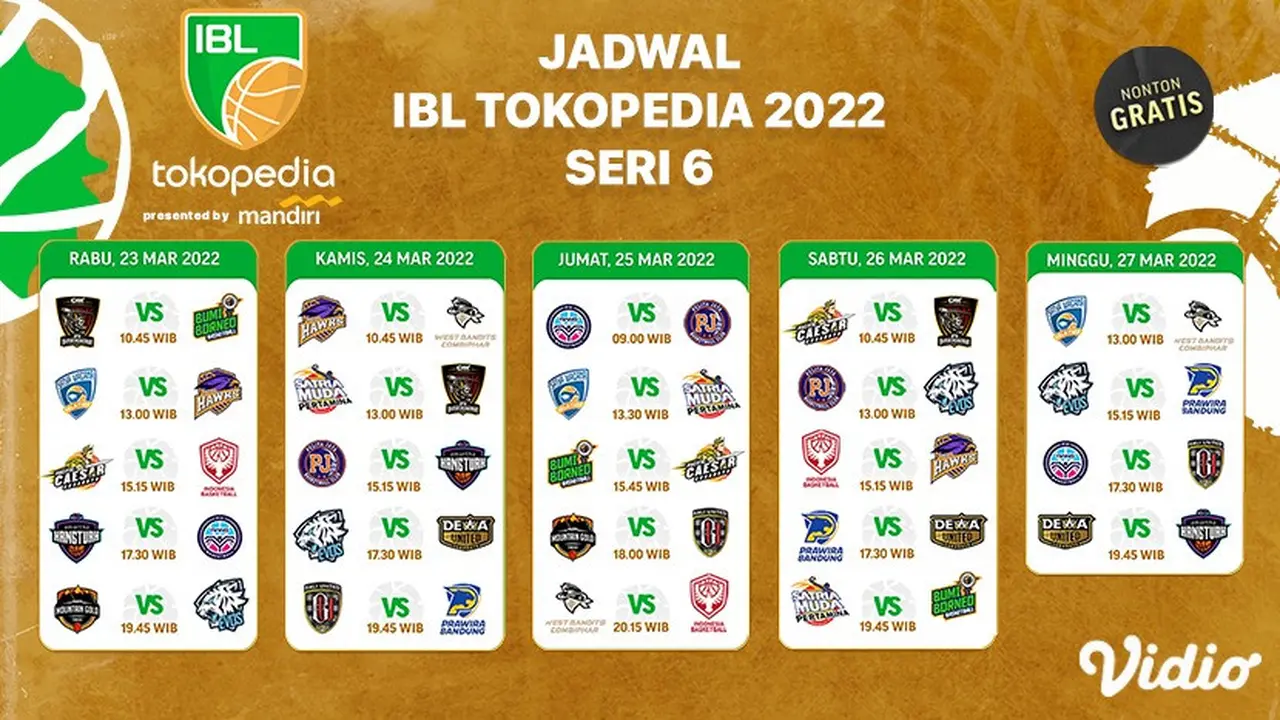 Jadwal dan Siaran Langsung IBL 2022 Seri 6 di Vidio!