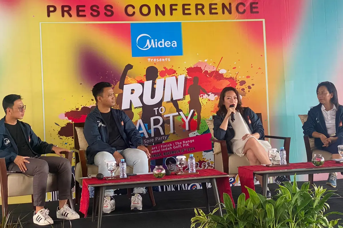 Konferensi pers  Midea Run to Party di The Range, PIK, Jakarta Utara, baru-baru ini.