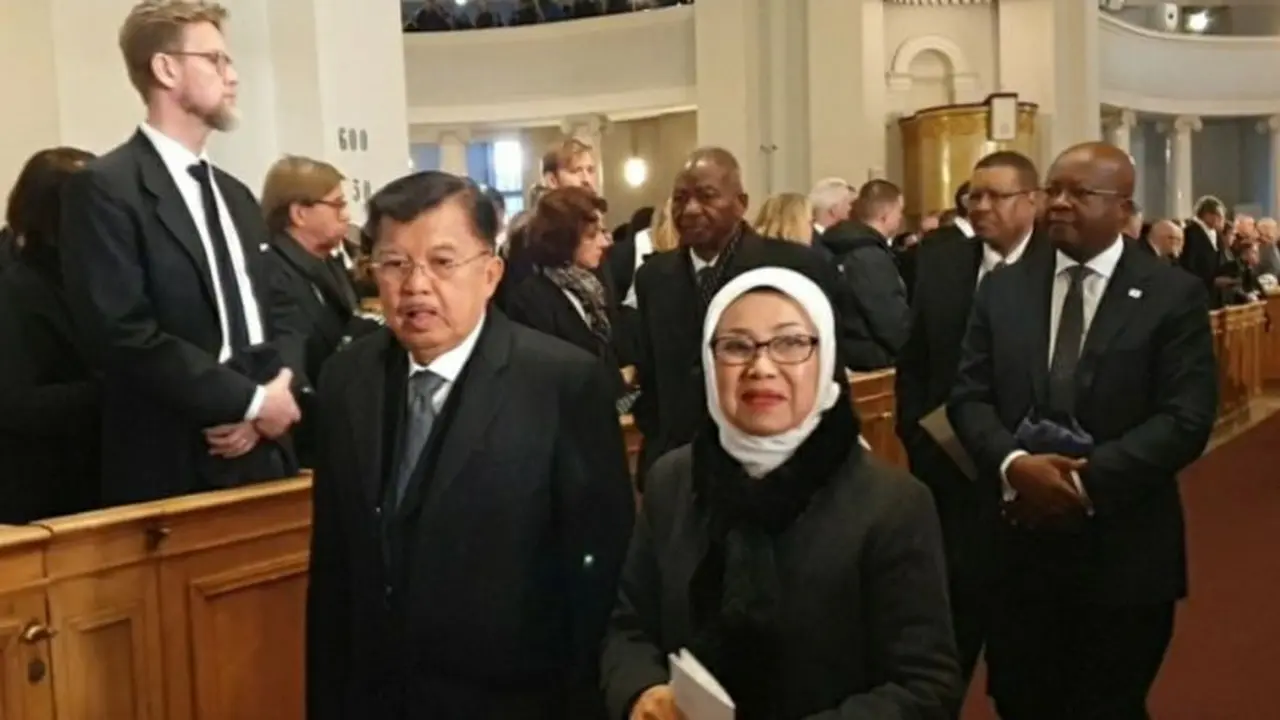 Jusuf Kalla (JK) datang ke Finlandia. Ia menghadiri pemakaman mantan presiden Martti Ahtisaari. (Tim JK)