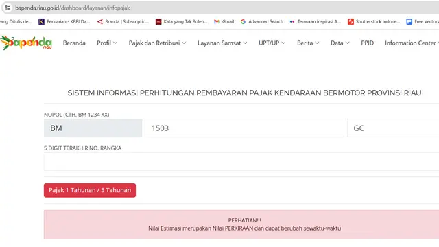 Cara Cek Pajak Kendaraan Riau Secara Online (Foto: Bapenda Riau)