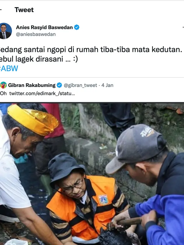 Cuitan Anies Baswedan membalas twit Gibran Rakabuming. (Foto: Dok. Twitter @aniesbaswedan)