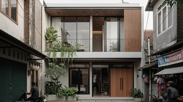 8 Contoh Rumah 2 Lantai Ada Balkon di Gang Kecil, Hunian Modern di Lahan Terbatas