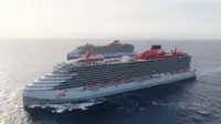 Kapal pesiar Scarlet Lady -&nbsp;Virgin&nbsp;Voyages tempat seorang Warga Negara Indonesia (WNI) bernama&nbsp;Hamdan Purwanto Octava bekerja. (dok. pribadi)