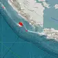 Gempa Magnitudo 5,3 mengguncang wilayah Pantai Barat Sumatera, Pesisir Barat, Lampung, Senin malam (5/8/2024). (Liputan6.com/ Dok BMKG)