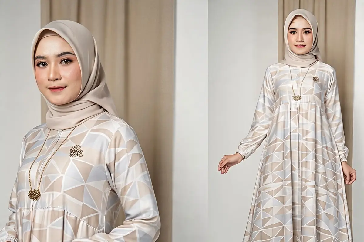 Gamis Motif Geometris Kontemporer