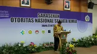 Menteri Perindustrian Airlangga Hartarto pada acara sarasehan otoritas nasional senjata kimia (Foto:Liputan6.com/Maulandy R)