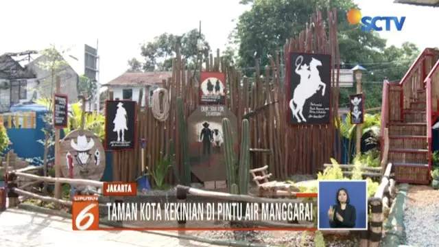 Dinas Sumber Daya Air bangun taman kota kekinian bernuansa koboy bernama Taman Robika di Pintu Air Manggarai.