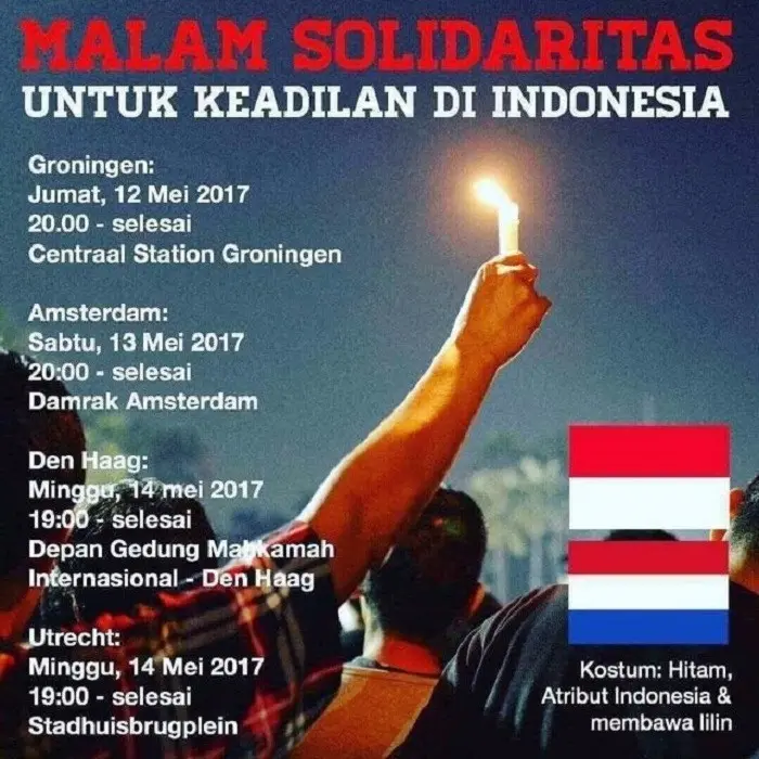 Aksi Solidaritas untuk Ahok di Belanda (Foto:Istemewa)