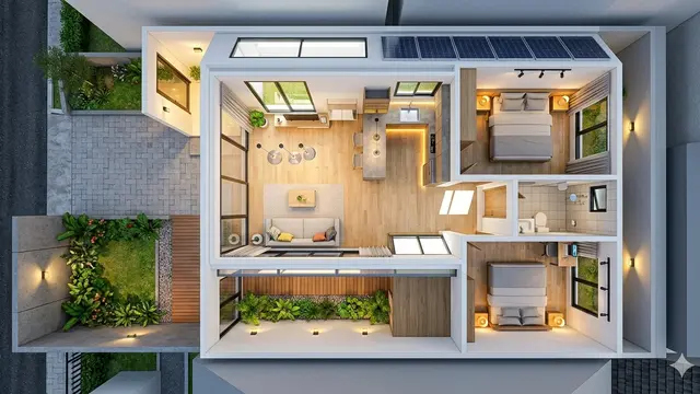 Desain Rumah 2 Kamar Type 36 di Lahan Sempit Memanjang (Foto: Gemini AI)