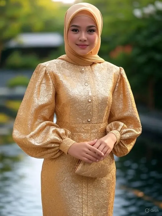 Model Gamis Brokat Panjang (image by Grok AI)