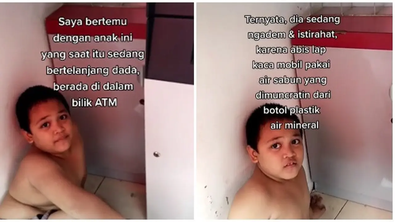 Bocah Ini Telanjang Dada Sambil Istirahat di Bilik ATM, Kisah di Baliknya Bikin Terharu