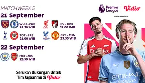 jadwal premier league matchweek 5. (Sumber: dok. vidio.com) 5702774