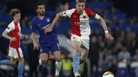 Chelsea menang 4-3 atas Slavia Praha pada laga leg kedua perempat final Liga Europa, di Stamford Bridge, Kamis (18/4/2019). (AFP/Adrian Dennis)