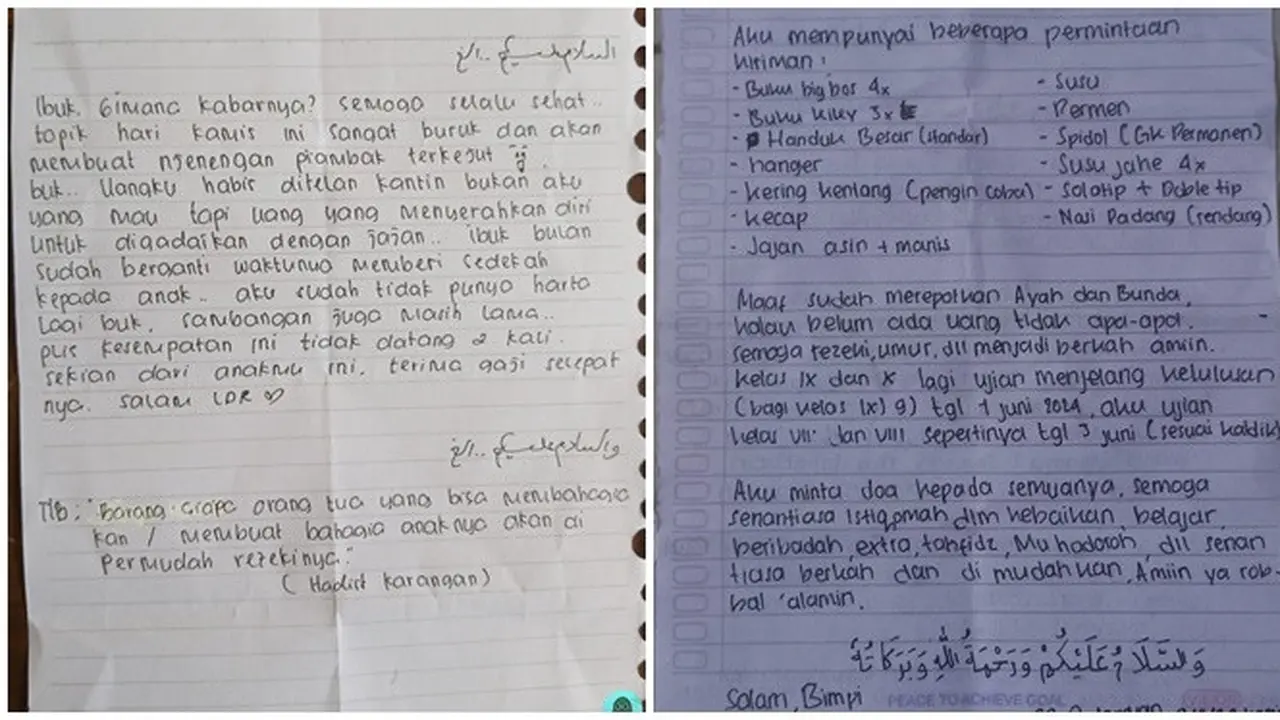 6 Potret Surat Anak Pondok untuk Orang Tua di Rumah Ini Kocak