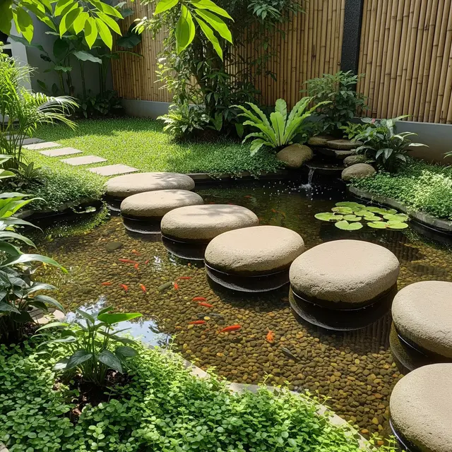 9 Ide Taman Minimalis dengan Kolam Ikan Kecil Ramah Anak, Estetik dan Aman