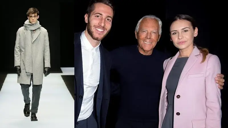 Giorgio Armani (Tengah) bersama Andrea Bertolacc (kiri) dan Nicole Murgia (kanan) saat peragaan busana Emporia 