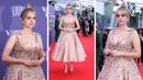 Foto kolase Aimee Lou Wood saat menghdiri pemutaran perdana film 'Living' selama Festival Film London 2022 di London, Minggu, 9 Oktober 2022. (Photo by Vianney Le Caer/Invision/AP)