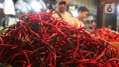 Aktivitas perdagangan cabai di Pasar Senen, Jakarta, Selasa (14/1/2020). Pada musim penghujan tahun ini harga berbagai macam cabai di pasar tersebut meroket dari hanya Rp20 ribu per kilogram naik hampir mencapai Rp80 ribu. (Liputan6.com/Angga Yuniar)