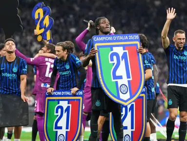 Inter Milan mengunci gelar juara Liga Italia 2025/2026 pada laga pekan ke-35, Minggu (03/05/2026). (AP Photo/Luca Bruno)
