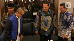 Bambang Soesatyo bersama pimpinan MPR RI lainnya melakukan pertemuan dengan Dewan Pimpinan Partai Amanat Nasional. (Liputan6.com/Herman Zakharia)