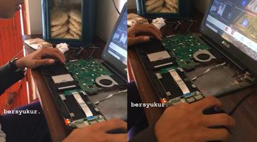 Sebuah video viral dari mahasiswa yang menggunakan laptop tanpa keyboard saat kelas online.