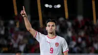Pemain Timnas Indonesia U-20, Jens Raven merayakan gol pertama timnya ke gawang Timor Leste pada laga Grup F Kualifikasi Piala Asia U-20 2025 di Stadion Madya, Senayan, Jakarta, Jumat (27/09/2024). (Bola.com/Bagaskara Lazuardi)