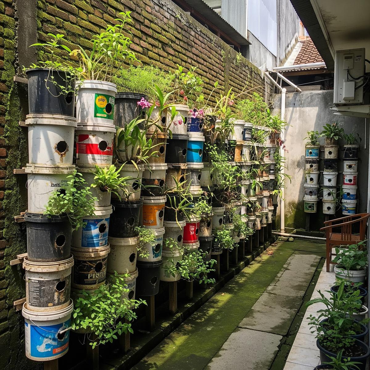 9 Cara Buat Kebun Vertikal Murah dari Ember Cat Bekas untuk Pemula, Hemat Lahan