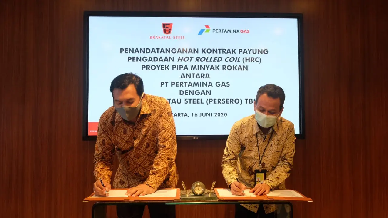 Pertagas gandeng PT Krakatau Steel (Persero) Tbk untuk pengadaan material pipa dari material produk baja Hot Rolled Coil (HRC) Blok Rokan.