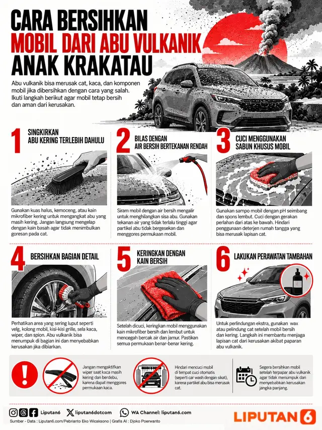 Infografis: Cara Bersihkan Mobil dari Abu Vulkanik Anak Krakatau