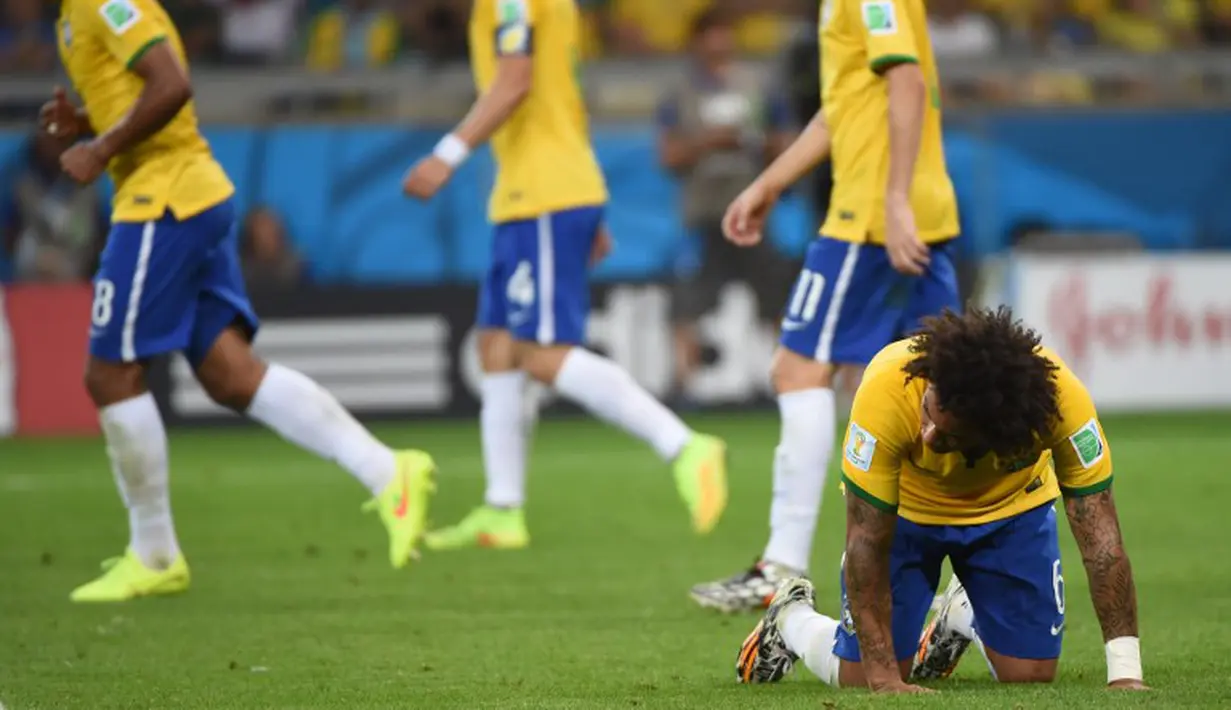 Kesebelasan Brasil harus mengakui bahwa sosok Neymar sangat penting bagi mereka. Jerman memanfaatkan peluang ini dengan maksimal. Hasilnya 7-1 untuk Jerman, (AFP PHOTO / PEDRO UGARTE)