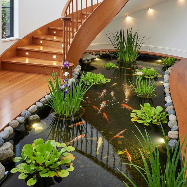 Desain Kolam Ikan Bawah Tangga