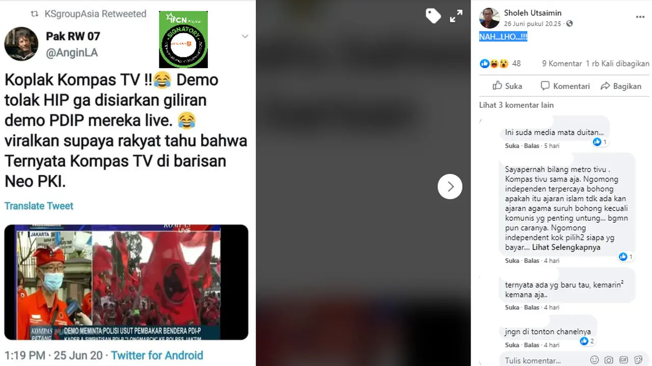 Penelusuran Klaim Kompas TV Tidak Menyiarkan Demo Menolak RUU HIP