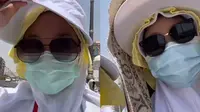 Seorang jemaah haji Indonesia berbagi kiat untuk menghalau cuaca panas nan ekstrem di Makkah dengan kanebo. (Dok: TikTok @dindaansaid)