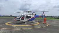 Helikopter jenis Bell 429 Global Ranger bernomor registrasi P-3203 ini, tiba di Bandara Internasional Sam Ratulangi Manado, Kamis (29/10/2020).