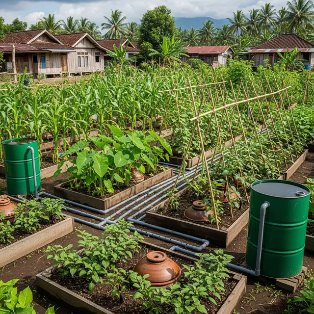 Ide Kebun dengan Saluran Air Hujan
