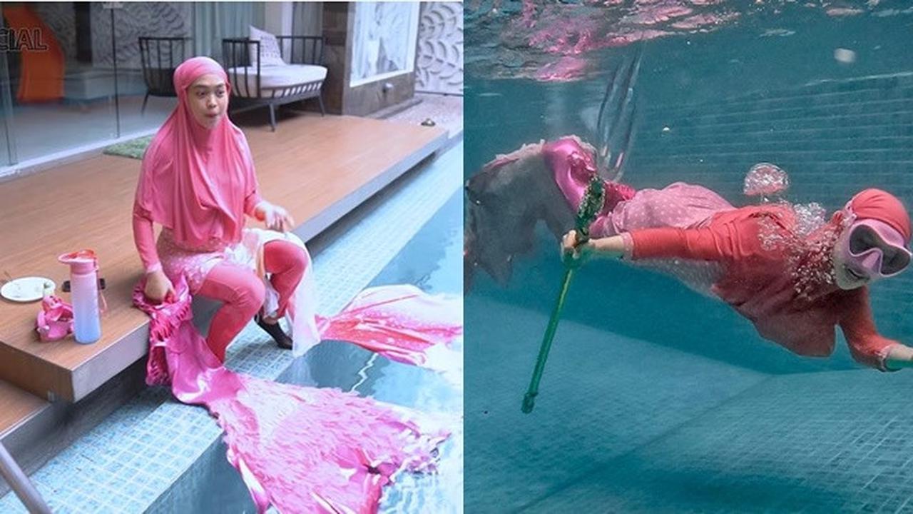 Sedang Hamil Besar, Ini 7 Potret Ria Ricis Menyelam Pakai Ekor Putri Duyung