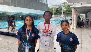 Chrisabel Manuela Lululangi dan Nur Salsa Bila Ramadani di Indonesia Open Aquatic Championships (IOAC) 2025 yang digelar di Stadion Akuatik Gelora Bung Karno. (Bola.com/Roger Ali)