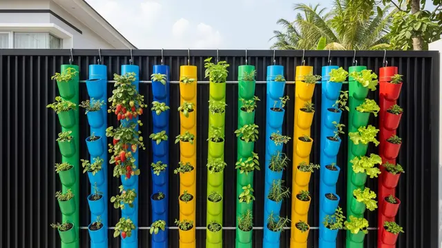 Ide Kebun Sayur Pakai Polybag Gantung di Pagar Rumah