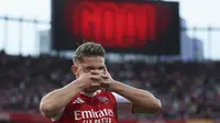 Selebrasi Viktor Gyokeres dalam laga Arsenal vs Leeds United di Premier League 2025/2026, Sabtu (23/8/2025). (AP Photo/Ian Walton)