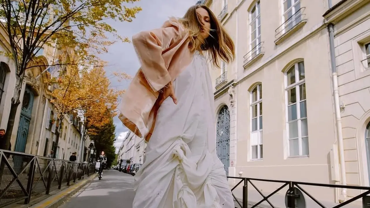 Sean Sheila layered organza suit at Paris Fashion Week 2020