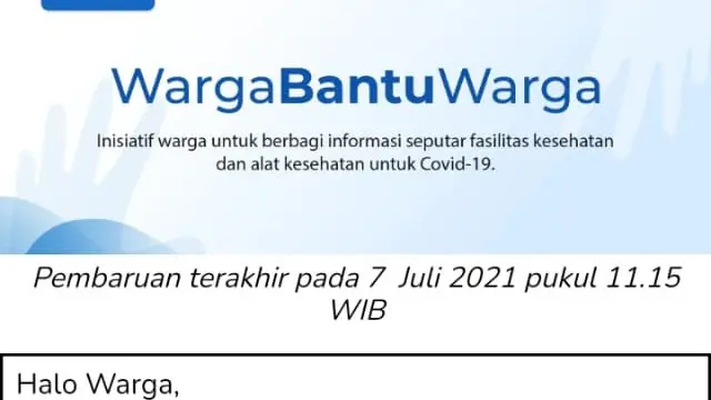 WargaBantuWarga, inisiatif masyarakat yang peduli penanganan COVID-19 yang lebih baik.