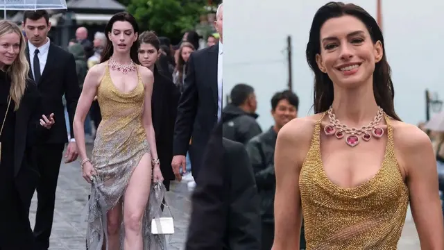 Penampilan Anne Hathaway di BVLGARI 'Mediterranean' High Jewelry Collection Launch Event