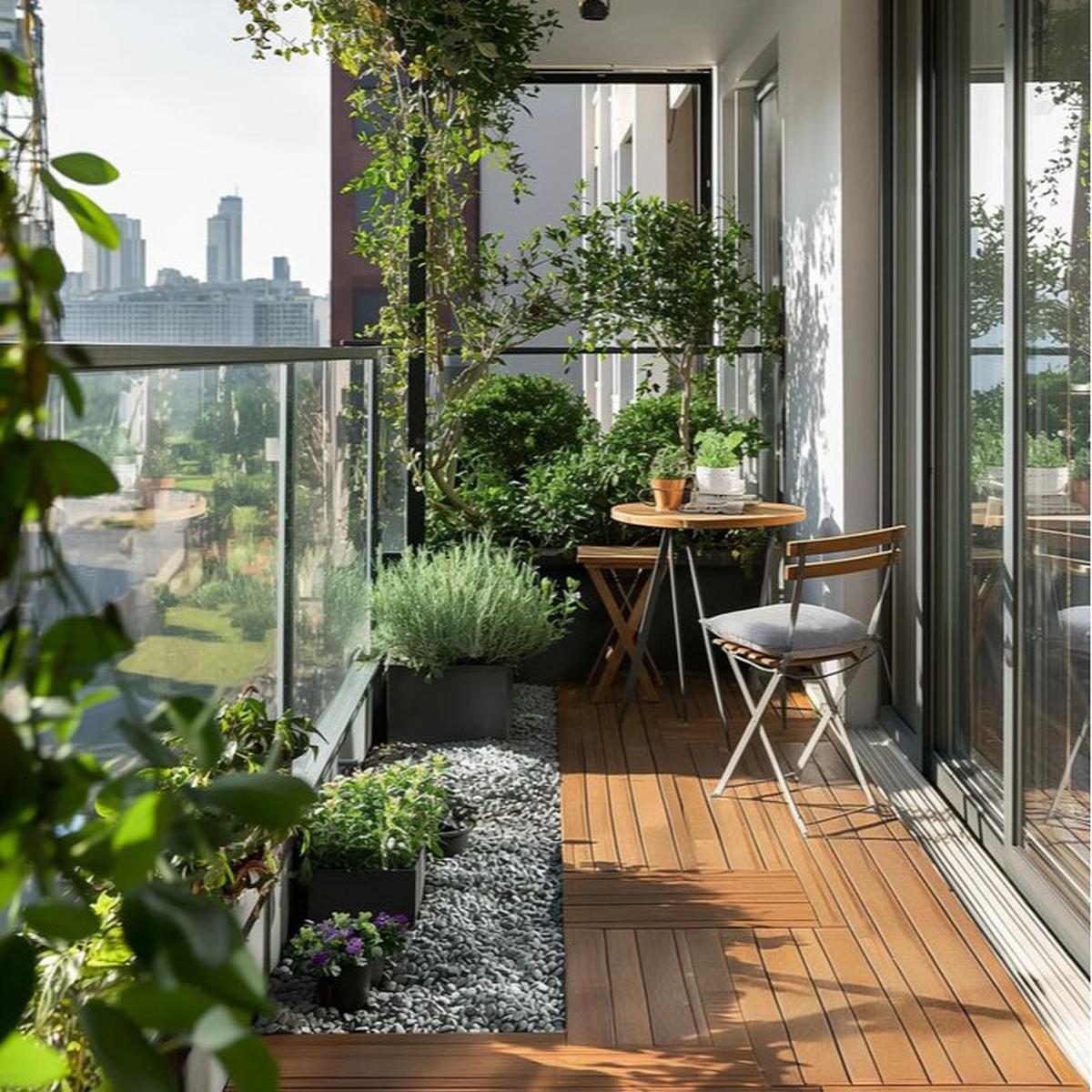 Ilustrasi Desain Taman Batu Koral di Balkon (©Pinterest)
