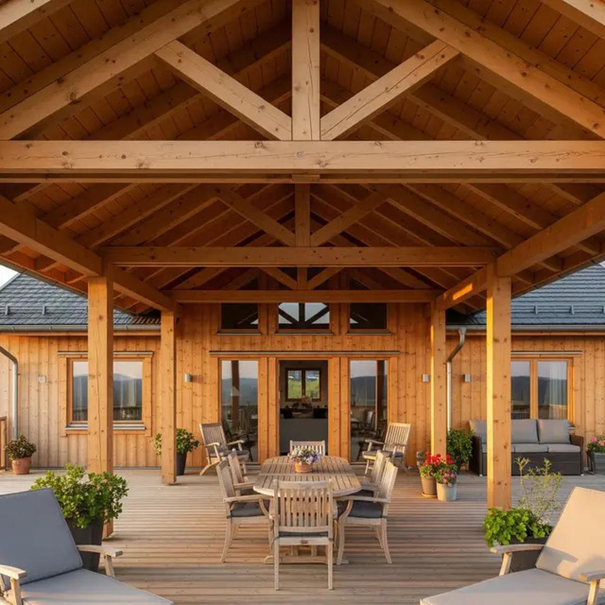 7 Model Teras Rumah Ala Skandinavia dengan Atap Kayu Terbuka yang Natural