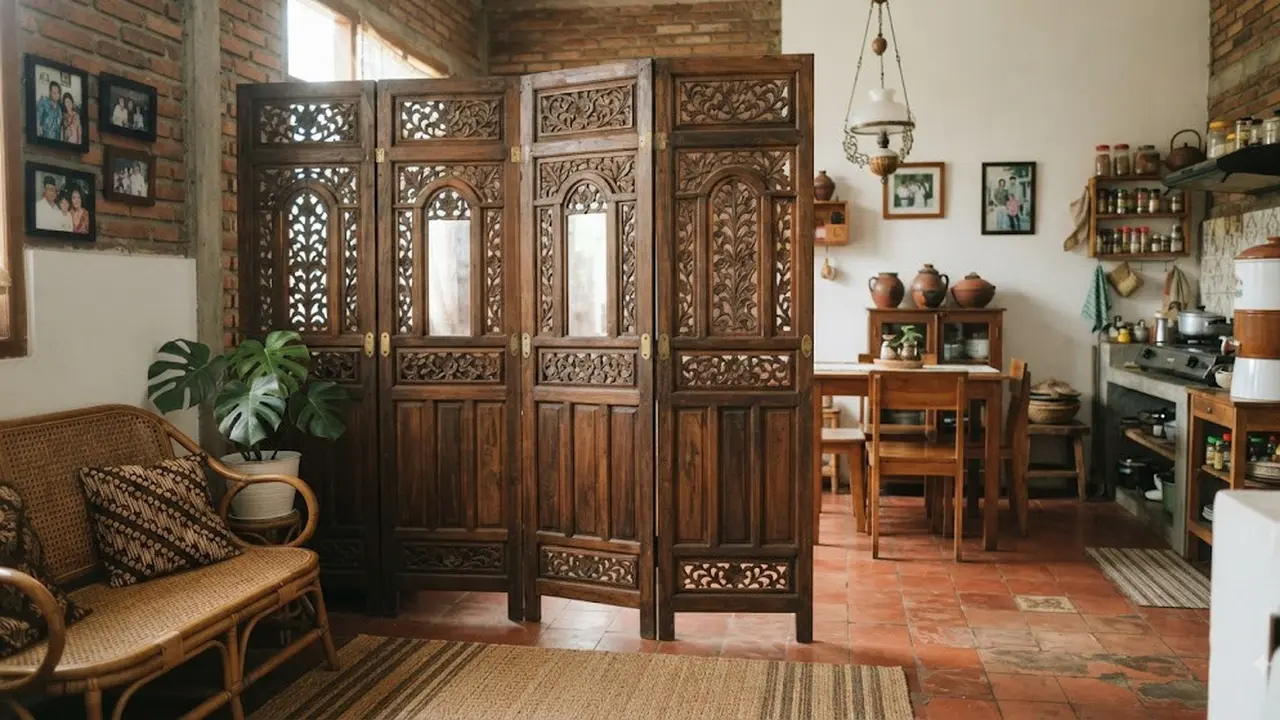 Ide pembatas ruangan untuk rumah kecil menggunakan sketsel berbagai motif unik