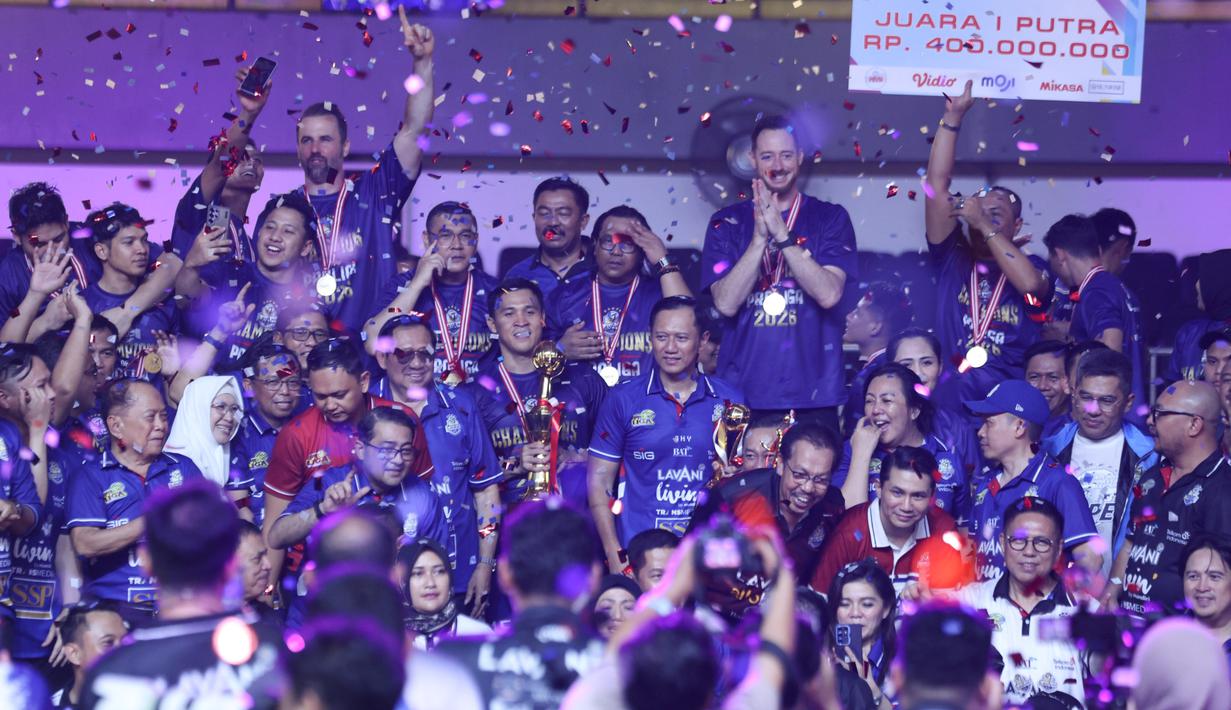 Jakarta LavAni Livin' Transmedia menjuarai Proliga 2026 usai membekuk Jakarta Bhayangkara Presisi. (Dok. PBVSI)