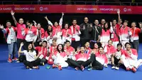 Tim bulu tangkis Indonesia meraih tiga emas di SEA Games 2015 Singapura, melampau target yang ditetapkan (Humas PP PBSI)