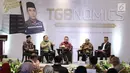 Menteri PPN/ Bappenas Bambang Brodjonegoro (kedua kiri) memberi sambutan pada acara penggalangan dana untuk Lombok-Sumbawa dan peluncuran buku TGBNomics di Jakarta, Jumat (14/9). (Liputan6.com/Herman Zakharia)