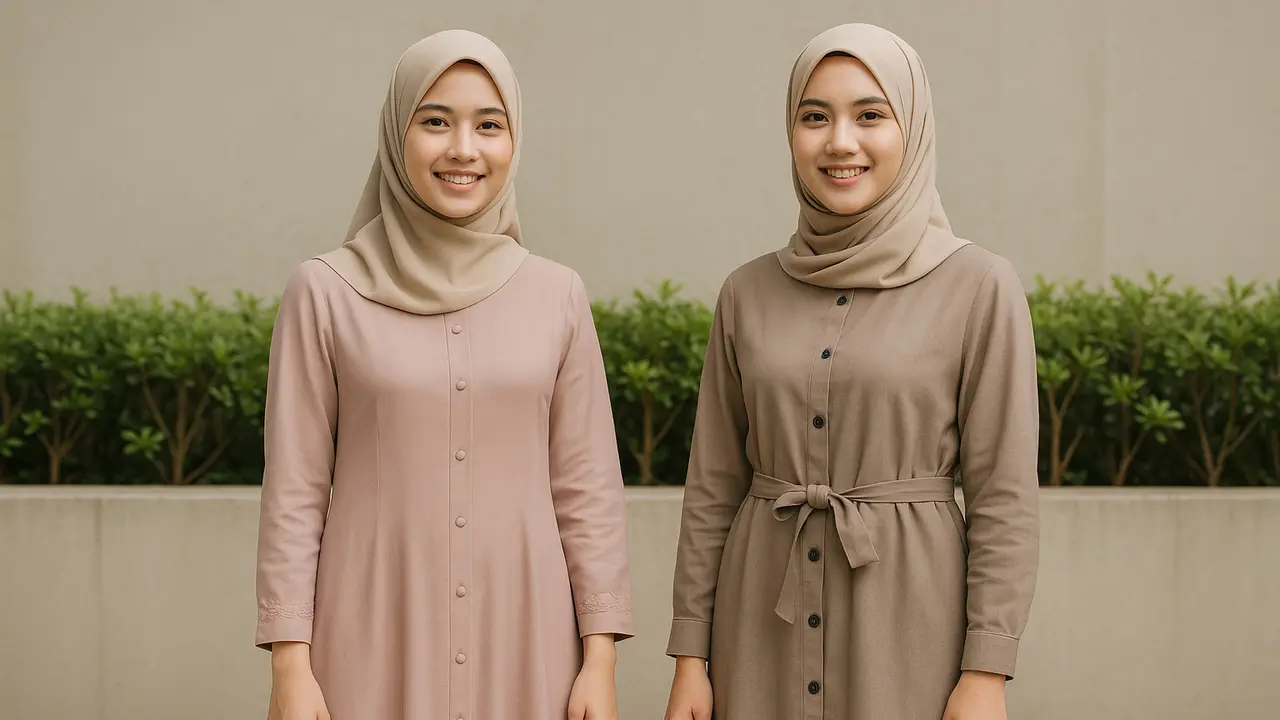 Gamis Syar'i dengan Aksen Kancing Depan (Foto: ChatGPT)